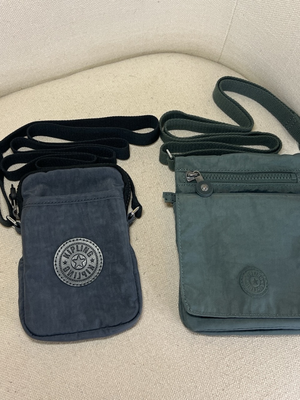 Kipling Dual Mini Crossbody Bags in blue and Green